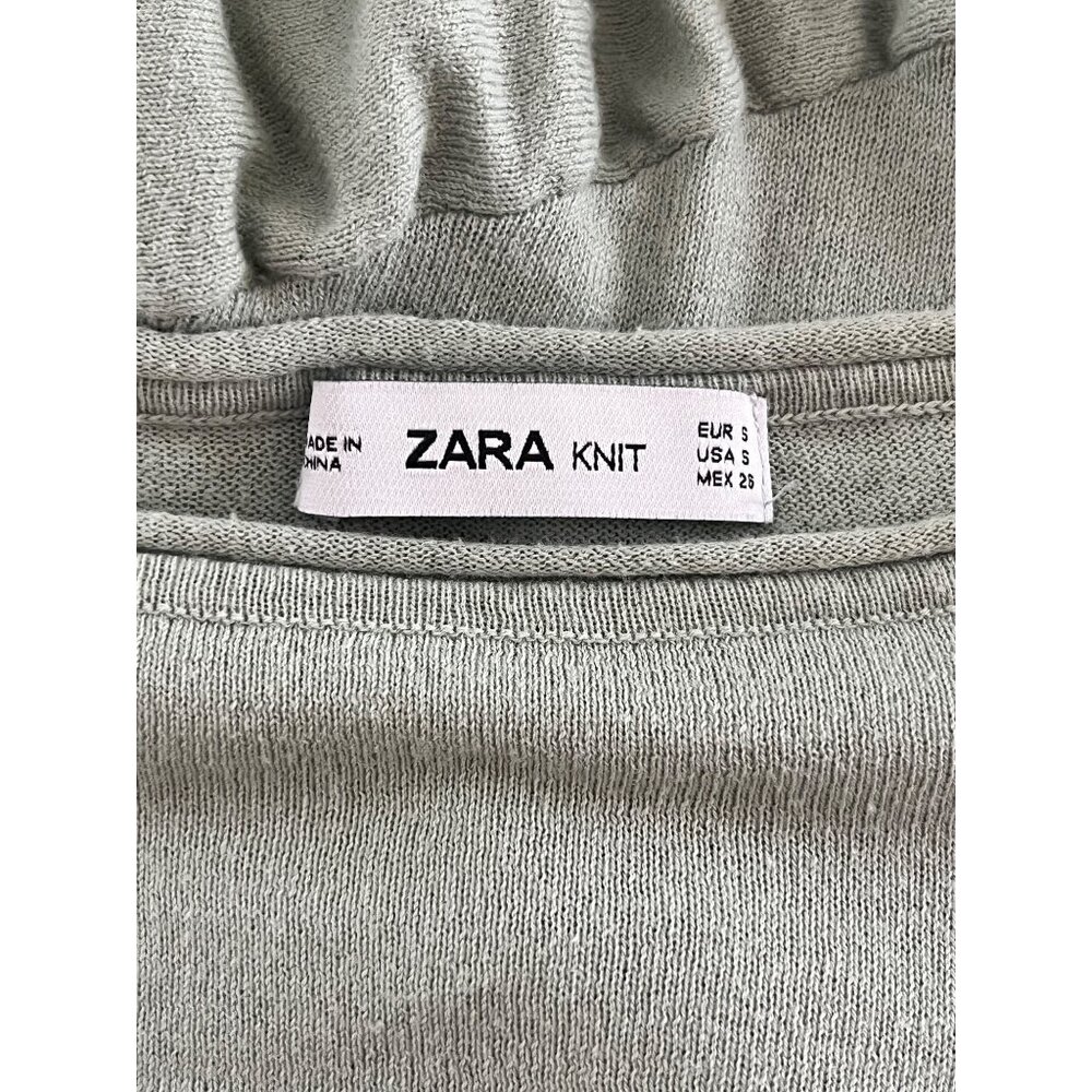 Zara Knit Asymmetrical Hem Dress Womens S Sage Green Rolled Hem Oversized - Picture 3 of 7